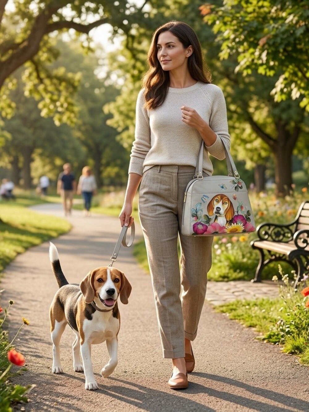 Anuschka Artisan Beagle Floral Satchel-7614